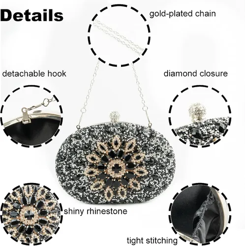 Vista 3 de Ofuleo Women's Handbag Evening Bag Clutch Purse for Wedding Party Prom Weekend Cocktail Homecoming GIfts for Women