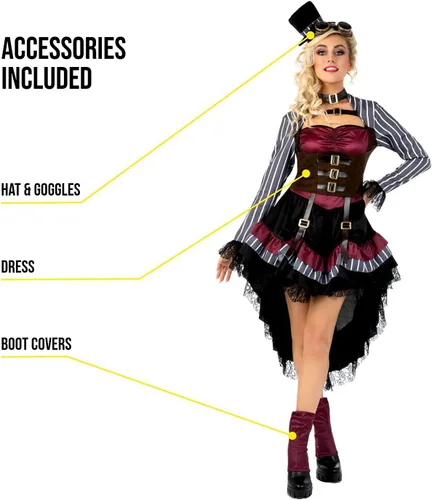 Vista 5 de Morph, Disfraces de Halloween Steampunk, disfraces victorianos steampunk para mujer, disfraz steampunk para mujer