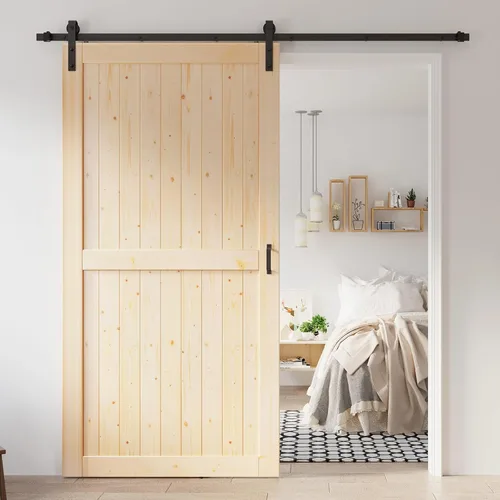 Vista 19 de Losa de puerta corrediza de madera de granero de 36 x 84 pulgadas (puerta doble de 18 x 84 pulgadas) con kit de herramientas de 6.6 pies, requiere