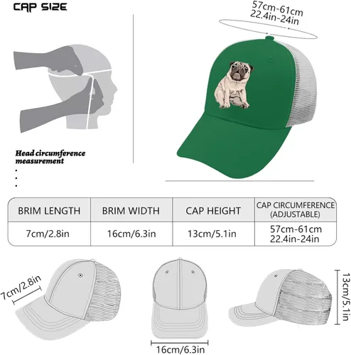 Vista 4 de Sombreros Pug Dog Dad Gorros, Gorra gráfica para hombre