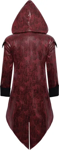 Vista 2 de Chaqueta steampunk de piel sintética para hombre, estilo medieval gótico, victoriano, abrigo de vampiro