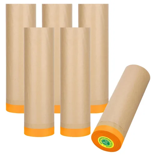 Vista 11 de Papel de enmascarar, papel de enmascaramiento de pintura con adhesivo, rollo de papel para pintores de 20 pulgadas x 50 pies, papel para pintores