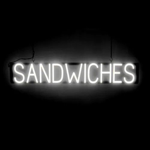 Vista 20 de SpellBrite DELI Sign Letrero relacionado con delicatessen con aspecto neón, fuente de luz LED azul 13.4 x 6.3 pulgadas