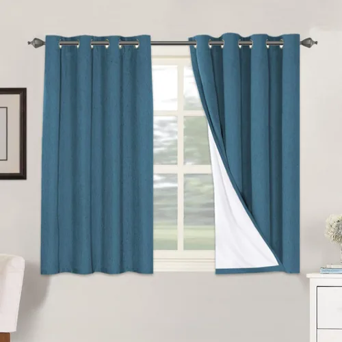 Vista 69 de H.VERSAILTEX Cortinas 100% opacas con aislamiento térmico, texturizadas, de lino, con bloqueo completo de calor y luz, para sala de estar y Negro