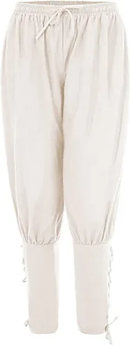 Vista 2 de Pantalones de hombre con banda de tobillo medievales, vikingos, navegadores, piratas, traje gótico renacentista