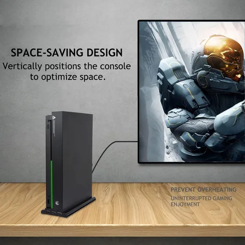 Vista 5 de Soporte de refrigeración vertical compatible con Xbox One X, soporte de ventilador de refrigeración compatible con Xbox One X con 3 puertos USB