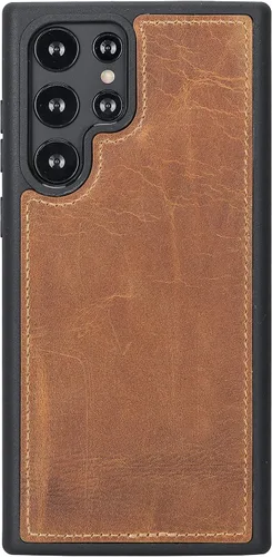 Vista 5 de Bayelon Funda tipo cartera compatible con Galaxy S22 Ultra, funda de cuero de grano completo, cartera desmontable para teléfono, funda magnética