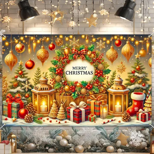 Vista 20 de BlissYard Telón de fondo de tren de Papá Noel, 71 x 43 pulgadas, pancarta de escena de Navidad de pan de jengibre, fondo de fotos para fiestas