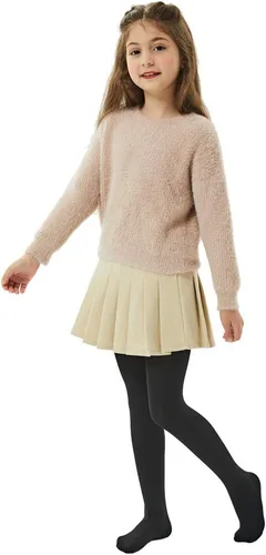 Vista 6 de MANZI Mallas con forro polar para niñas de 2 a 10 años, ultra suaves, 2 pares de 400 denier