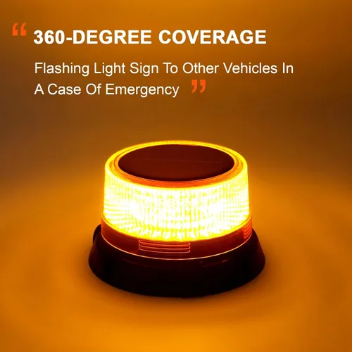 Vista 6 de AnTom Luces estroboscópicas LED solares inalámbricas, luz de baliza ámbar recargable impermeable con base magnética fuerte, advertencia de rotación