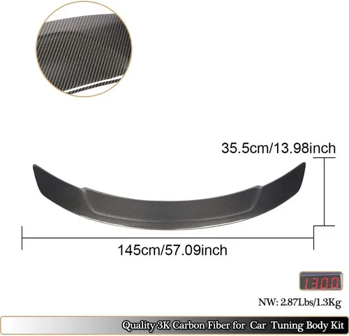 Vista 5 de Alerón de maletero compatible con Mercedes Benz Clase E W213 E200 E250 E300 E400 E43 E63 AMG Sedan 2017-2019 Factory Outlet Fibra de Carbono CF Tapa
