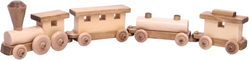 Vista 6 de Juego de juguete de tren de madera, 24 pulgadas de largo, acabado aprobado por CPSIA (Circus Splash)