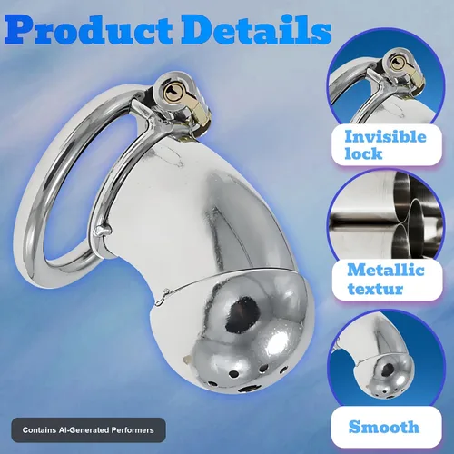 Vista 2 de Jaula de acero inoxidable para hombre con bloqueo de pene con cerradura de metal castidad dispositivo de castidad masculina jaula de polla juguetes