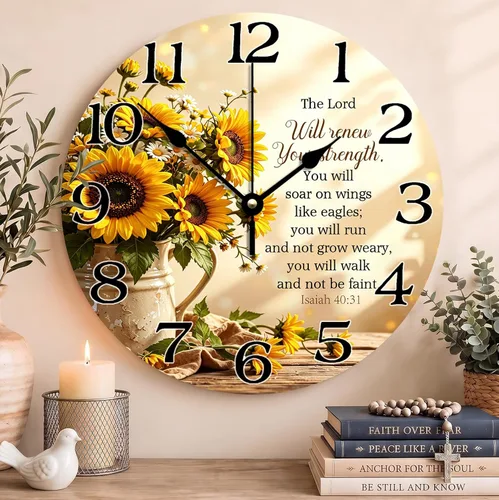 Vista 95 de Reloj con versículo bíblico con citas de Jesús, relojes de 0929Regalos Cristianos (2)