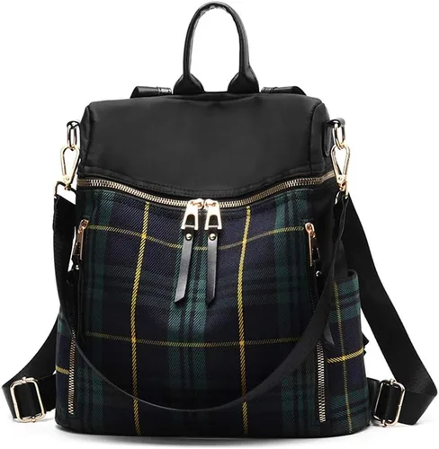 Vista 9 de zhongningyifeng Mochila para mujer, impermeable, ligera, a la moda, casual, de viaje, bolsa de hombro para mujer (negro, grande)