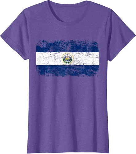 Vista 21 de EL SALVADOR Bandera Vintage Hombres Mujeres Niños Camiseta EL SALVADOR