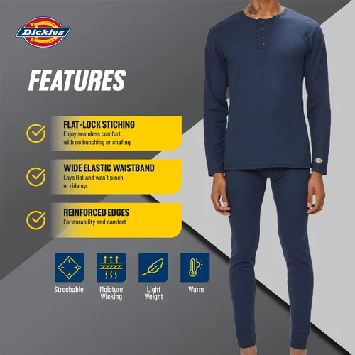 Vista 5 de Dickies Conjunto de ropa interior térmica para hombre, 2 piezas, capa base para clima frío para hombre