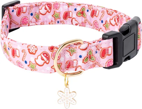 Vista 14 de Faygarsle - Collar de algodón para perros, collar de diseñador para hembras, tamaños pequeños, medianos y grande, diseño de flores con dijes de Beige