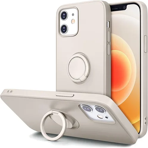 Vista 12 de Hython Funda para iPhone 12 Case e iPhone 12 Pro Case con Soporte de Anillo, Soporte de Anillo Giratorio de 360° Kickstand Magnético, Borde Chapado