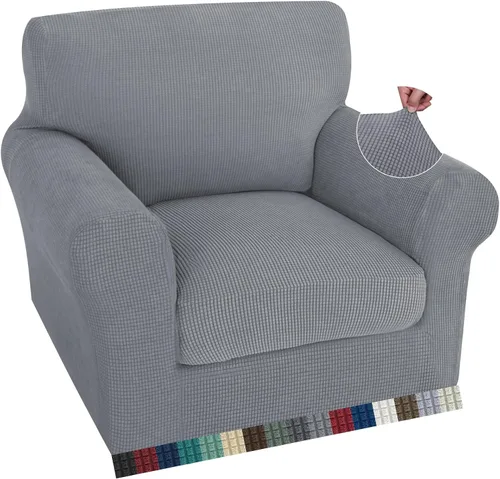 Vista 59 de ZNSAYOTX 2 fundas para sillas con brazos para sala de estar, súper suave, con funda de cojín de asiento, gruesa, duradera, mezcla de elastano, alta