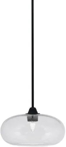 Vista 168 de Toltec Lighting Paramount - Mini colgante de 1 luz en acabado negro mate con cristal de arte perla de 7 pulgadas y estilo negro