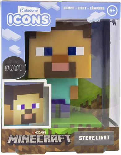 Vista 5 de Paladone Figura coleccionable de Minecraft Steve Icon Light Decoración de dormitorio de Minecraft con licencia