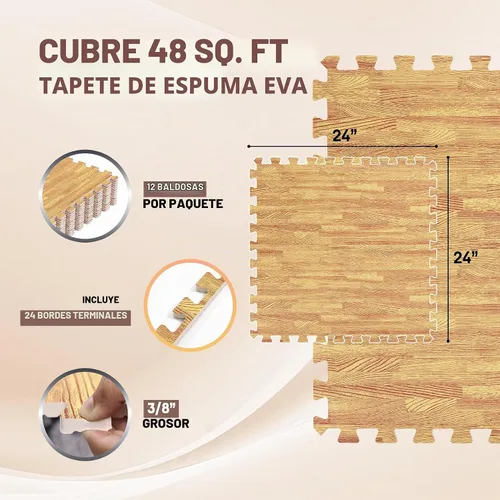 Vista 2 de Yes4All Alfombrillas Entrelazadas de EVA, Baldosas de Suelo tipo Rompecabezas, Acolchado de Suelo de Espuma con Borde para Muebles, Espacio