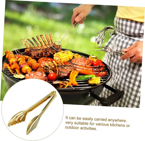 Vista 5 de Hemoton Pinzas para parrilla para postres, servir alimentos para cocinar, barra de acero inoxidable, pinzas multifunción, té para aperitivos