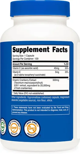 Vista 5 de Nutricost Cranberry Extract 120 Capsules, 120 Servings Per Bottle, Vegan