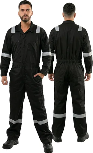 Vista 3 de Kolossus Mono de trabajo de alta visibilidad para hombre, traje de trabajo industrial duradero Negro
