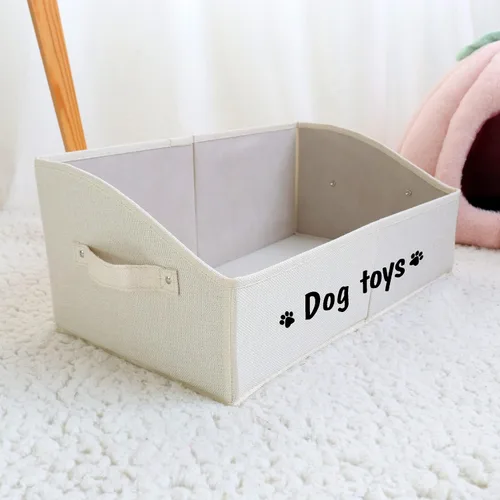 Vista 7 de PET ARTIST Cesta de almacenamiento y organización plegable resistente para perros, bonita caja de juguetes para perros con asas, caja de juguetes