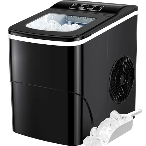 Vista 14 de Máquinas de Hielo de Encimera Silonn, 9 Cubos Listos en 6 Minutos, 26 libras en 24 Horas, Máquina de Hielo Autolimpiante con Pala para Hielo