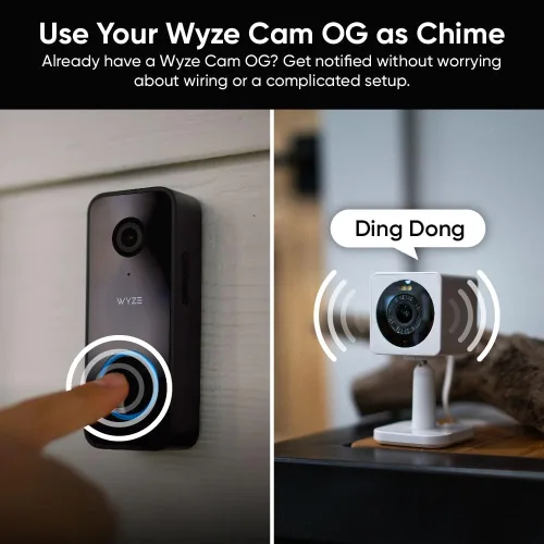 Vista 6 de WYZE Cámara de timbre con cable v2 (se requiere cableado de timbre existente), timbre de video de seguridad 2K, visión nocturna a color, audio de 2