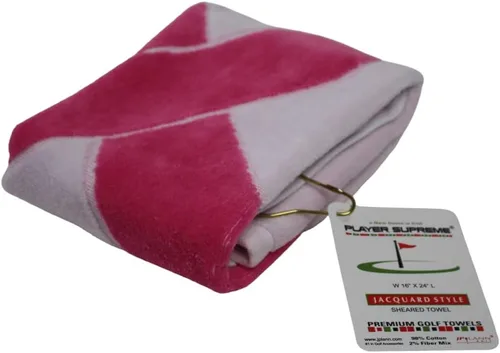 Vista 3 de JP Lann Pink Ribbon - Toalla de golf para concientización sobre el cáncer (rosa/blanco)