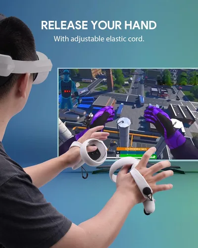 Vista 9 de Aubika Rechargeable Controller Grips Cover for MetaOculus Quest 2 Accessories, with Charge Cable and Battery, Adjustable for Different Size Hand