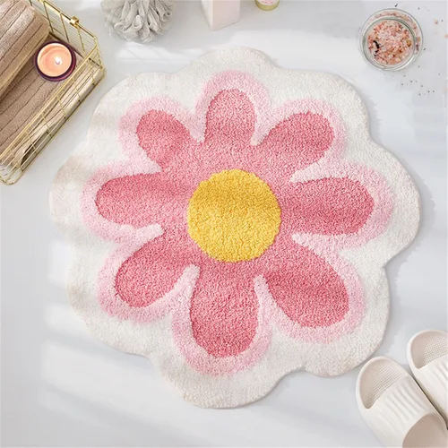 Vista 8 de YRXRUS Alfombra de baño de flores, alfombra de baño azul, tapetes de baño de belleza, alfombra de baño de microfibra ultrasuave, alfombra de flores