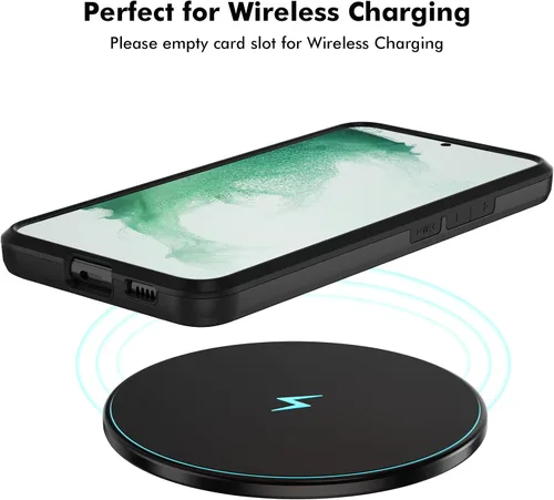 Vista 6 de Jiunai Funda para Samsung Galaxy S22 con tarjetero para 2 tarjetas de identificación, licencia de crédito, tarjetero deslizante, cubierta de doble