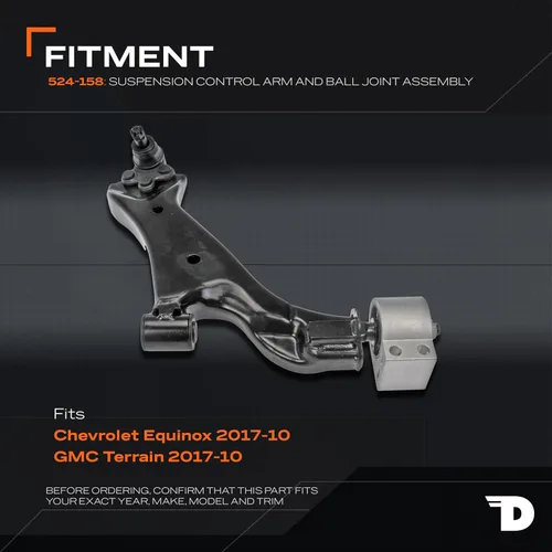 Vista 2 de Dorman 524-158 Brazo de control de suspensión inferior del lado del pasajero delantero y conjunto de rótula compatible con modelos seleccionados