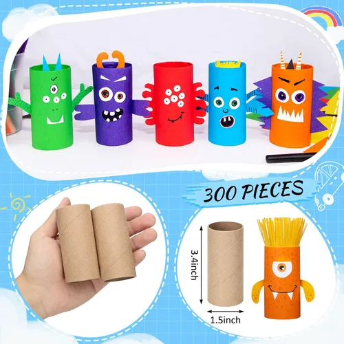 Vista 2 de Henoyso Paquete de 200 tubos de cartón para manualidades, rollos de papel higiénico de 1.57 x 3.35 pulgadas de grosor, resistentes para niños