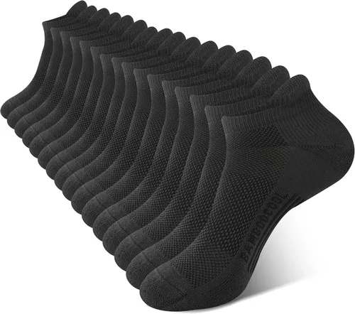 Vista 15 de BAMBOO COOL Calcetines tobilleros deportivos para hombre que absorben la 4*negro/4*gris oscuro