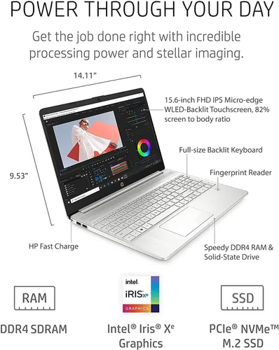 Vista 2 de HP Computadora portátil, pantalla táctil Full HD de 15.6", Intel Core i7-1165G7, 16 GB de RAM, SSD PCIe de 1 TB, teclado retroiluminado, lector