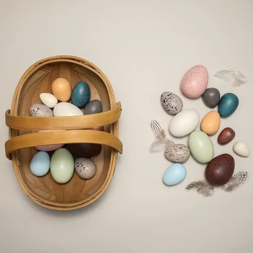 Vista 3 de Youuys Huevos de Pascua de madera para niños, huevos moteados de Pascua sintéticos, arte de bricolaje para manualidades para decoración del jardín