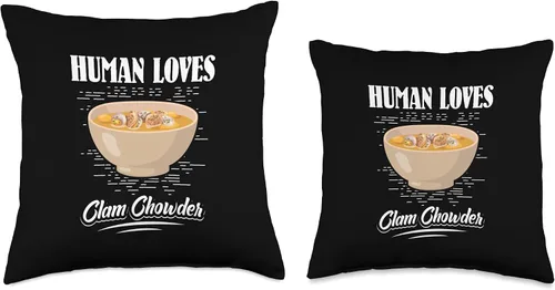 Vista 3 de Clam Chowder Gifts - Clam Chowder Apparel Human Loves - Almohada de almejas, 16 x 16 pulgadas, multicolor