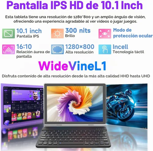 Vista 7 de DIGITHINK Tablet PC de 128 GB 10 pulgadas Android 16.0, tabletas Android, DDR4 4 GB RAM+16GB Extend 20GB ROM 128GB Memoria 2MP+8MP Dual Camera Negro