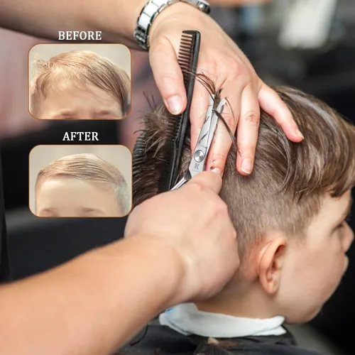 Vista 6 de Tijeras de corte de pelo para niños de 6.1 pulgadas, puntas redondeadas, tijeras profesionales de corte de pelo seguras para bebés, niños, mujeres