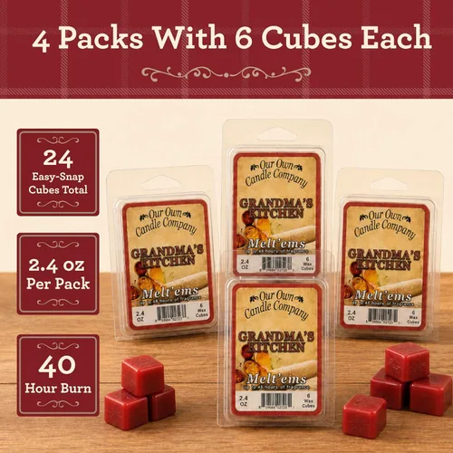 Vista 3 de Our Own Candle Company Premium Wax Melt, Grandma's Kitchen, 6 cubos, 2.4 oz (paquete de 4)