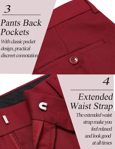 Vista 5 de COOFANDY Trajes de 2 piezas para hombre, chaqueta de dos botones, esmoquin, pantalón de traje ajustado