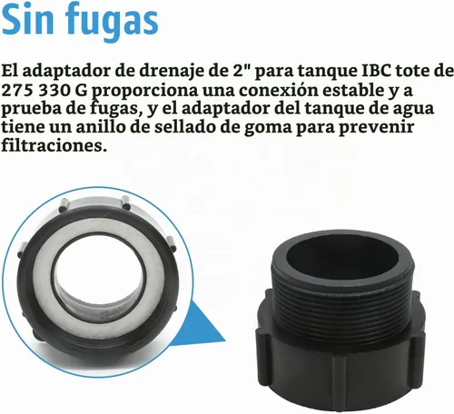 Vista 5 de IBC Tote Tank Drain Adapter S60x6 2" Contrafuerte hembra x 2" NPT