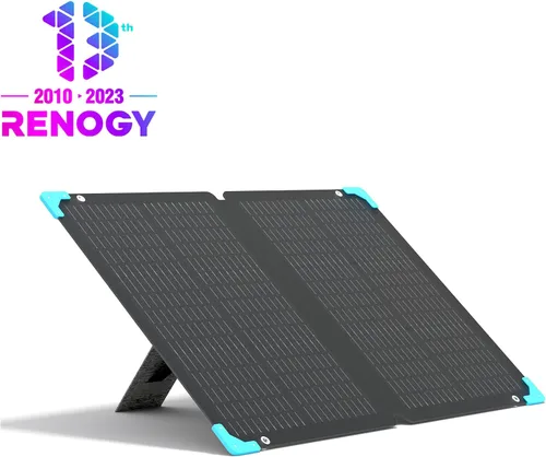 Vista 2 de Renogy Panel solar portátil de 80 vatios para estación de energía, panel solar plegable de 12 V para camping RV de 23.5% de eficiencia módulo solar