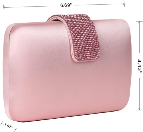 Vista 2 de Mulian LilY Bolsos de noche de satén con diamantes de imitación, bolso de mano de novia para mujer, bolso de mano de graduación